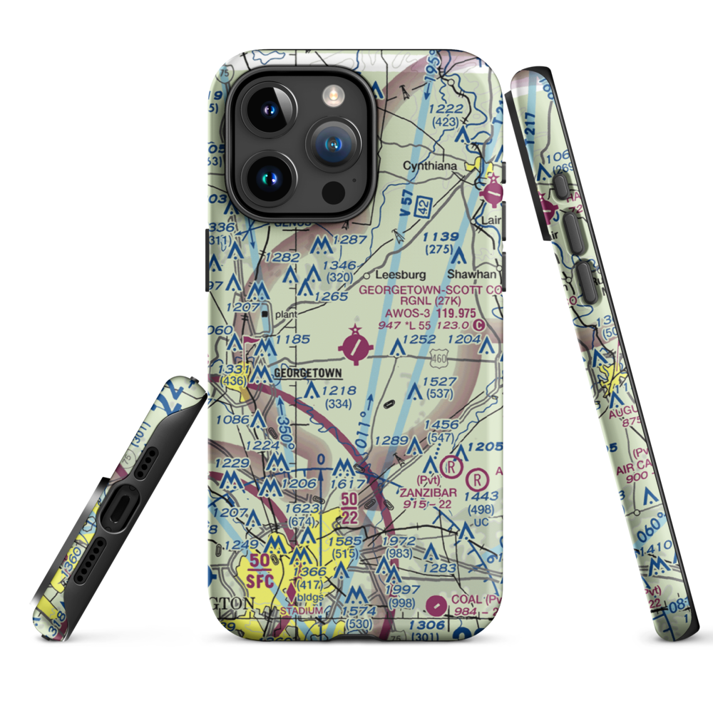 Georgetown-Scott County Regional Airport (27K) VFR Sectional  Tough iPhone Case iPhone 15 Pro Max model shown