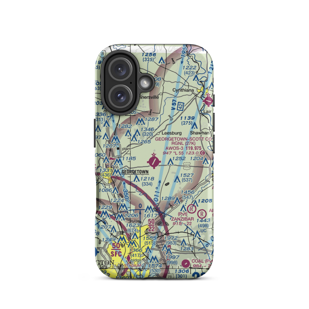 Georgetown-Scott County Regional Airport (27K) VFR Sectional  Tough iPhone Case iPhone 16 model shown