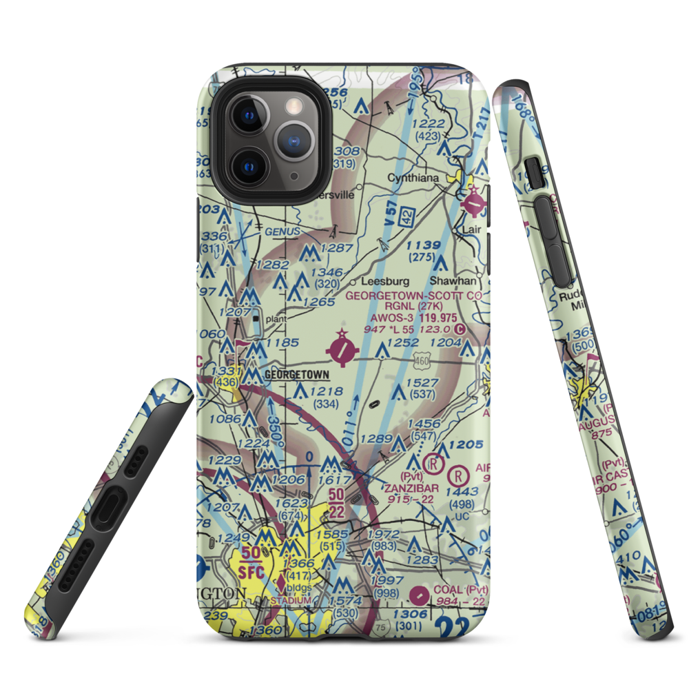 Georgetown-Scott County Regional Airport (27K) VFR Sectional  Tough iPhone Case iPhone 11 Pro Max model shown