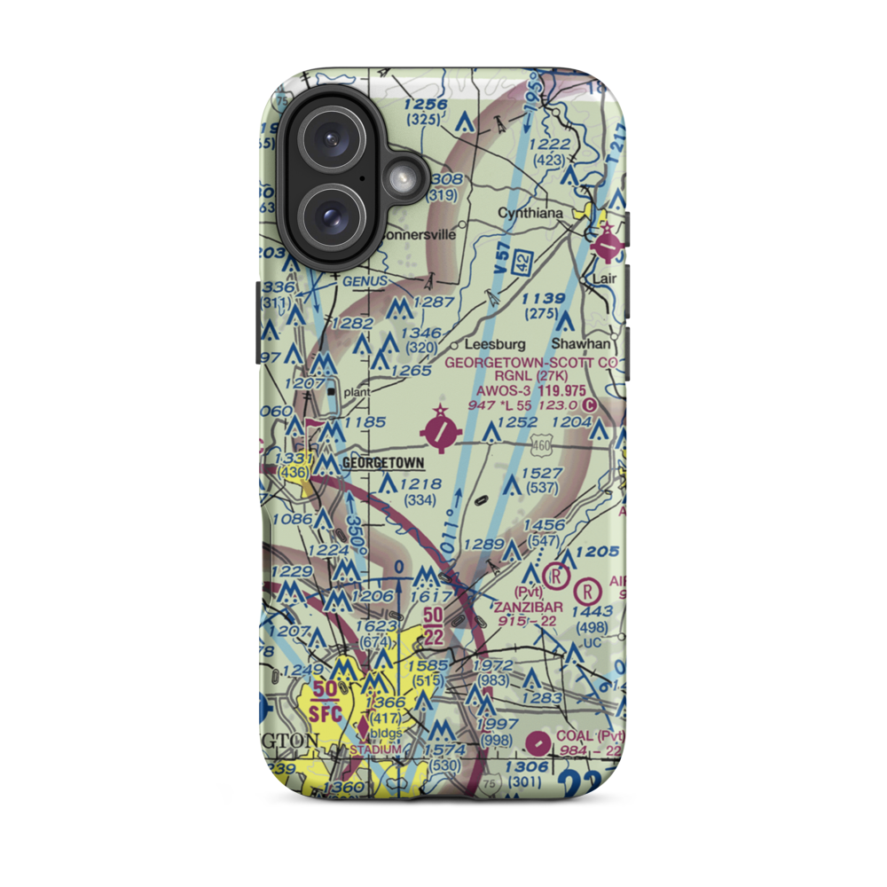 Georgetown-Scott County Regional Airport (27K) VFR Sectional  Tough iPhone Case iPhone 16 Plus model shown