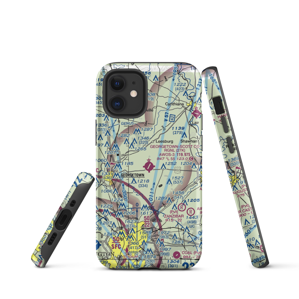 Georgetown-Scott County Regional Airport (27K) VFR Sectional  Tough iPhone Case iPhone 12 mini model shown