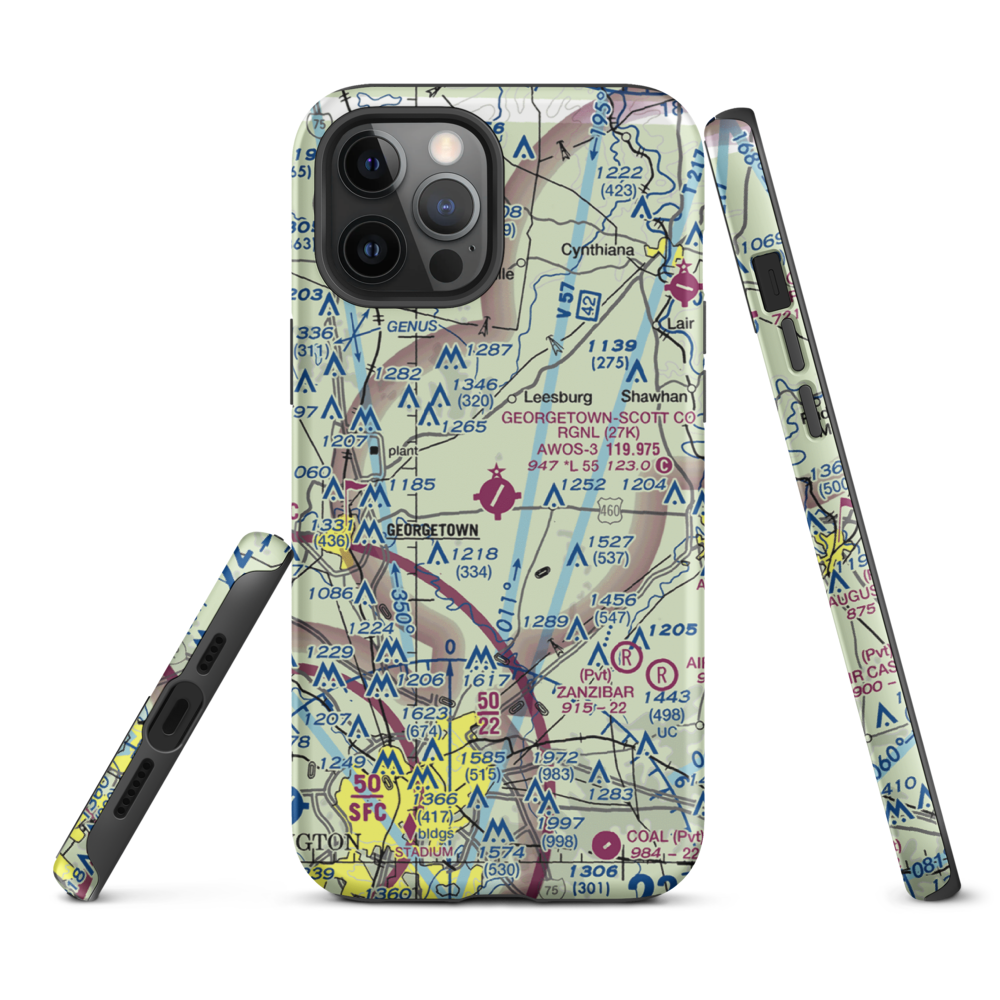 Georgetown-Scott County Regional Airport (27K) VFR Sectional  Tough iPhone Case iPhone 12 Pro Max model shown