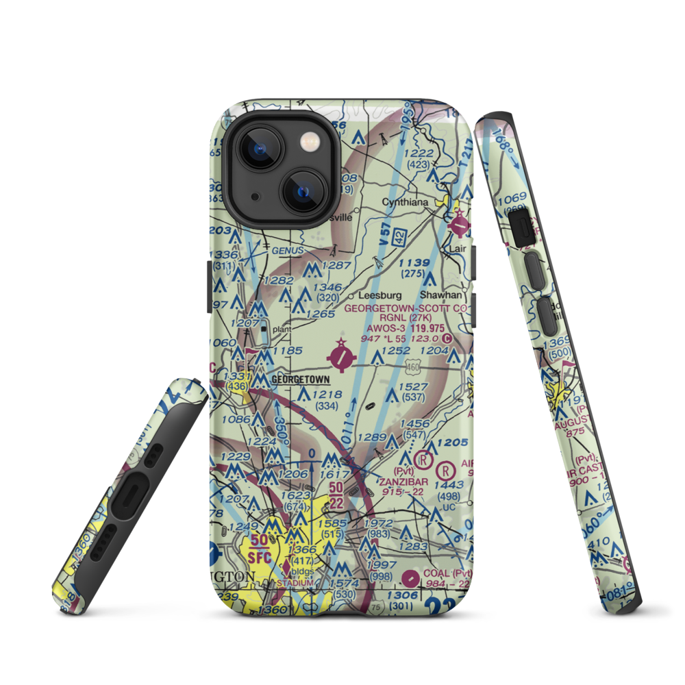 Georgetown-Scott County Regional Airport (27K) VFR Sectional  Tough iPhone Case iPhone 13 model shown