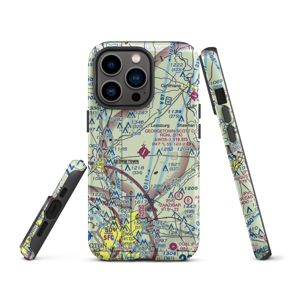 Georgetown-Scott County Regional Airport (27K) VFR Sectional  Tough iPhone Case iPhone 13 Pro model shown
