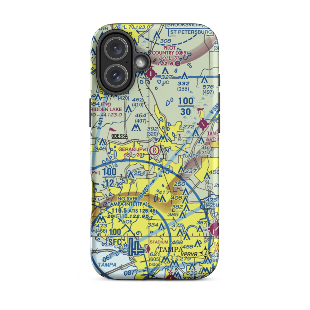 Geraci Airpark (FL35) VFR Sectional  Tough iPhone Case iPhone 16 Plus model shown