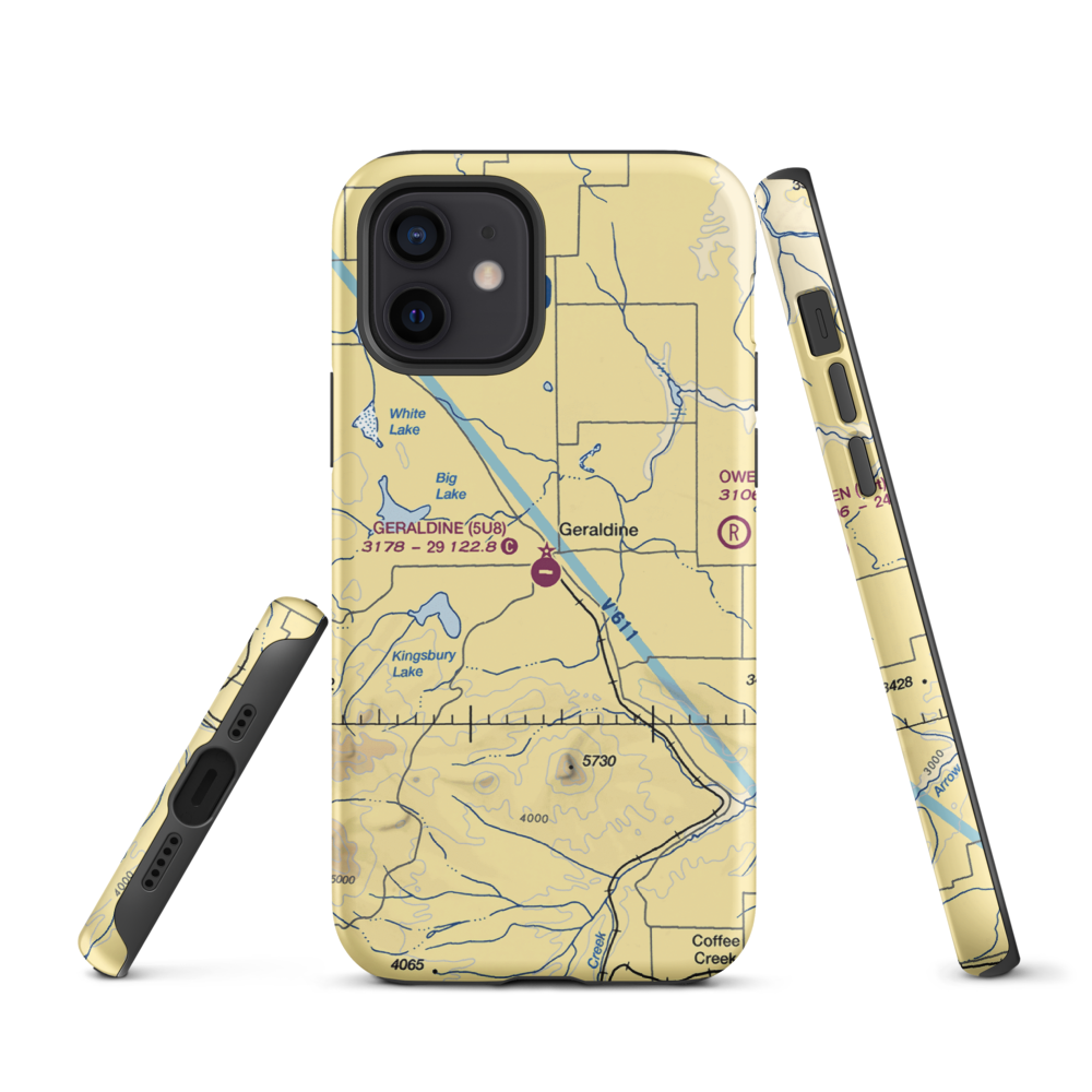 Geraldine Airport (5U8) VFR Sectional  Tough iPhone Case iPhone 12 model shown