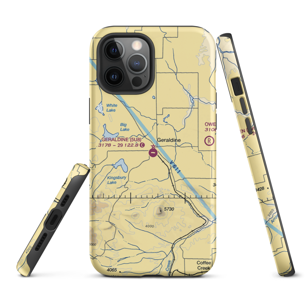 Geraldine Airport (5U8) VFR Sectional  Tough iPhone Case iPhone 12 Pro Max model shown