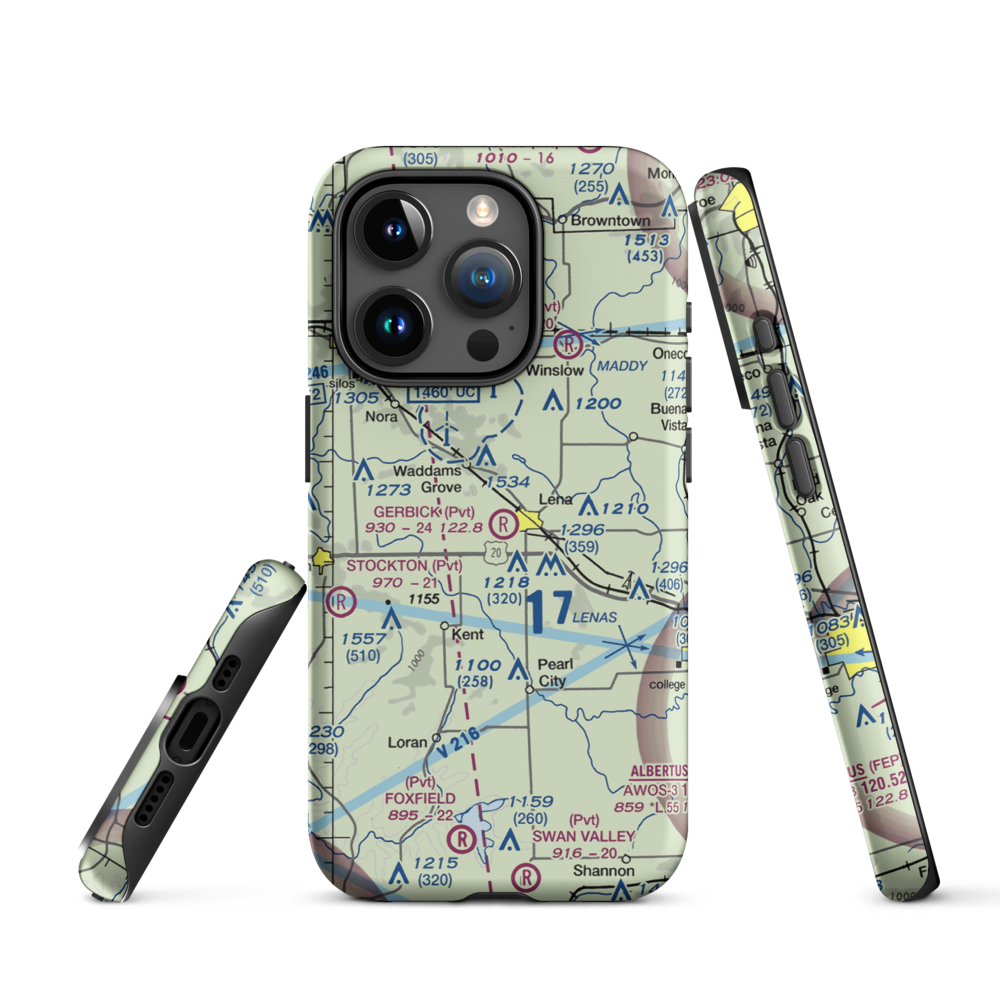 Gerbick Airport (96IL) VFR Sectional  Tough iPhone Case iPhone 15 Pro model shown