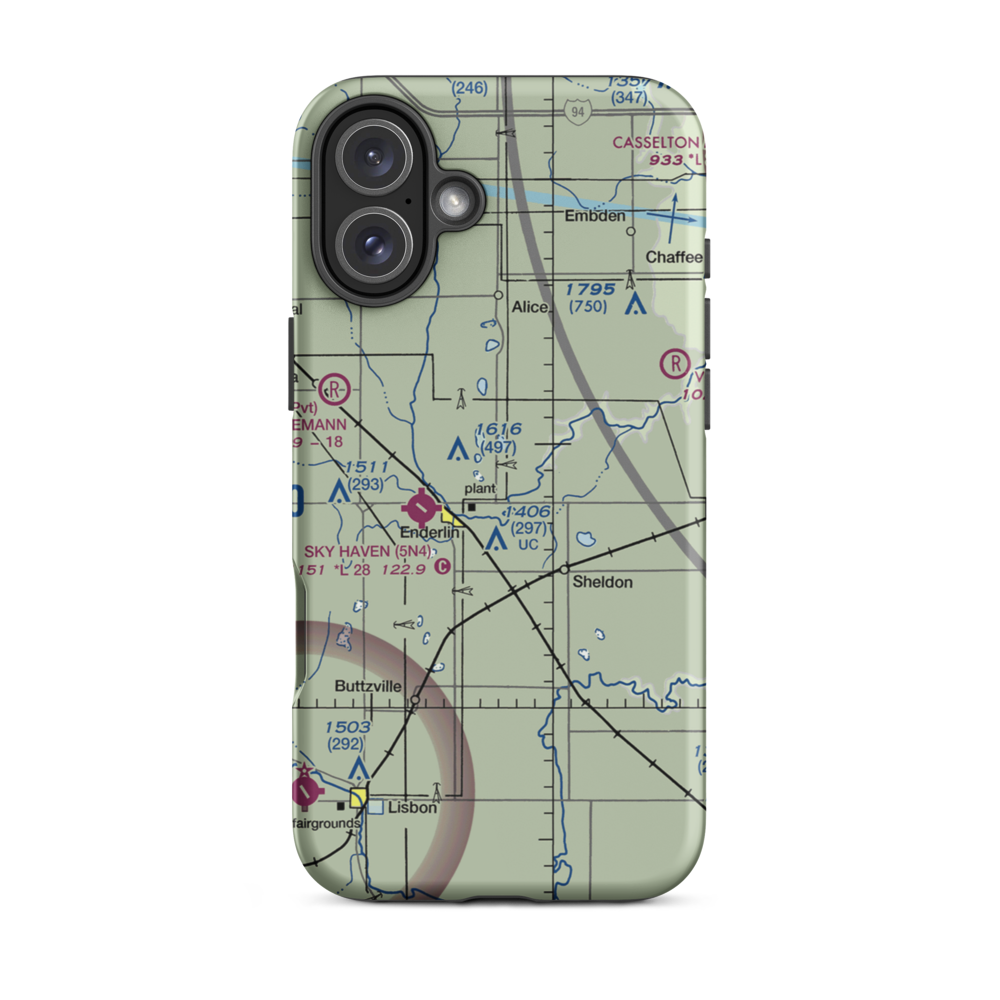 Geske Airfield (ND47) VFR Sectional  Tough iPhone Case iPhone 16 Plus model shown