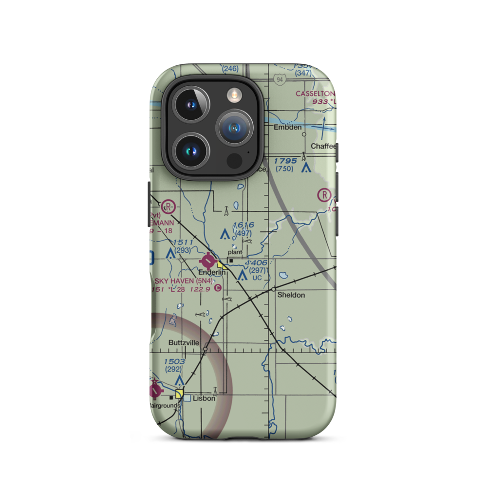 Geske Airfield (ND47) VFR Sectional  Tough iPhone Case iPhone 16 Pro model shown