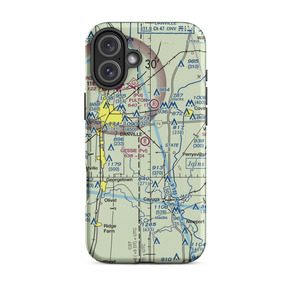 Gessie Airport (9IN9) VFR Sectional  Tough iPhone Case iPhone 16 Plus model shown