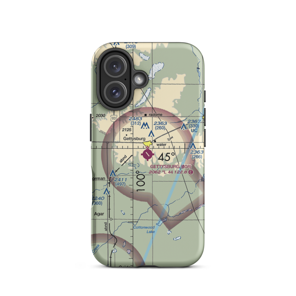 Gettysburg Municipal Airport (0D8) VFR Sectional  Tough iPhone Case iPhone 16 model shown