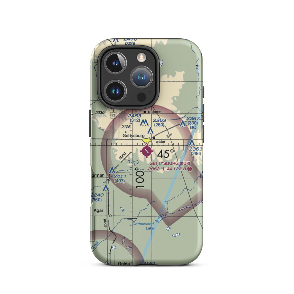 Gettysburg Municipal Airport (0D8) VFR Sectional  Tough iPhone Case iPhone 16 Pro model shown