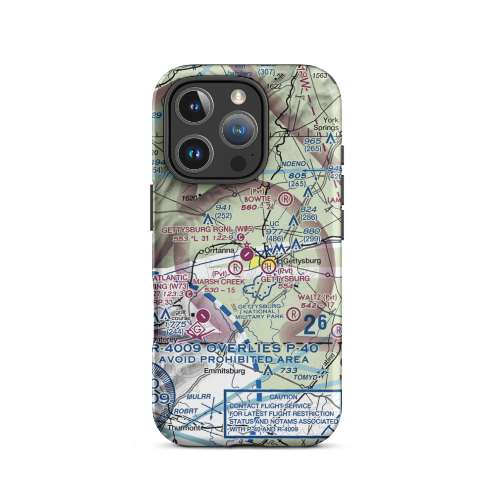 Gettysburg Regional Airport (W05) VFR Sectional  Tough iPhone Case iPhone 16 Pro model shown