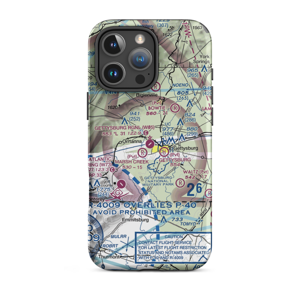 Gettysburg Regional Airport (W05) VFR Sectional  Tough iPhone Case iPhone 16 Pro Max model shown