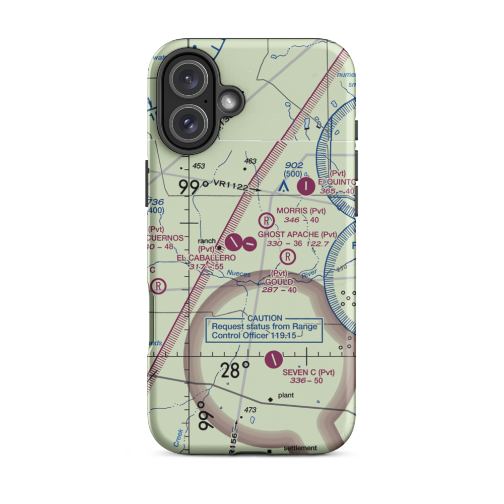 Ghost Apache Airport (45XS) VFR Sectional  Tough iPhone Case iPhone 16 Plus model shown