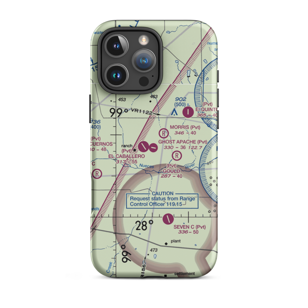 Ghost Apache Airport (45XS) VFR Sectional  Tough iPhone Case iPhone 16 Pro Max model shown