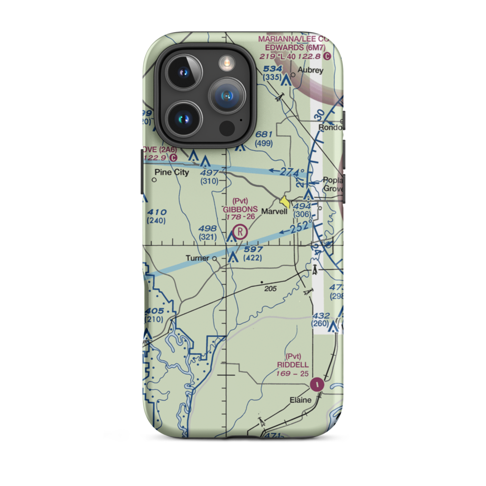 Gibbons Airport (12AR) VFR Sectional  Tough iPhone Case iPhone 16 Pro Max model shown