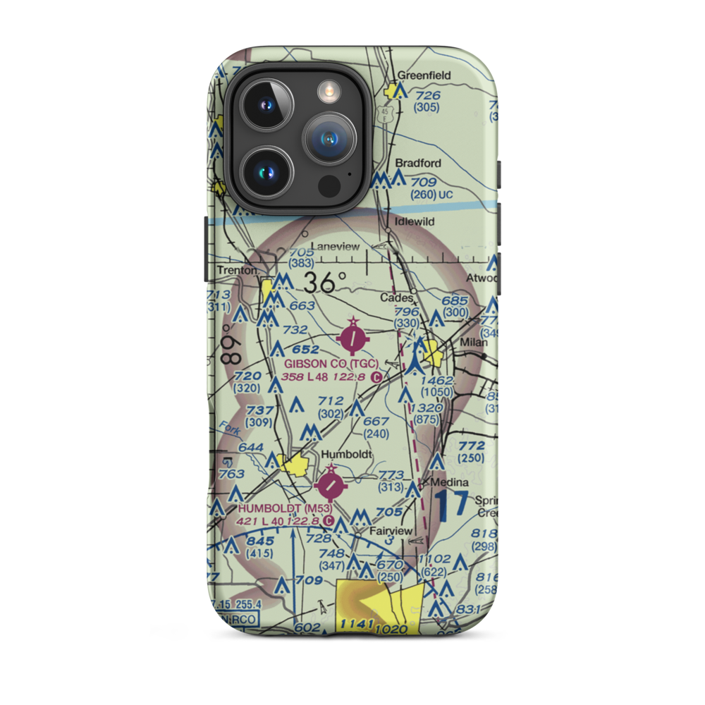 Gibson County Airport (TGC) VFR Sectional  Tough iPhone Case iPhone 16 Pro Max model shown