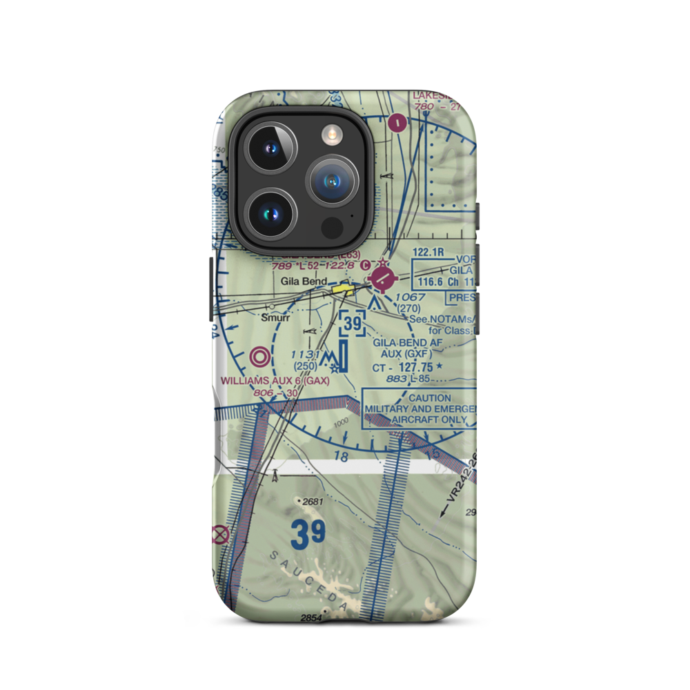 Gila Bend Af Aux Airport (GXF) VFR Sectional  Tough iPhone Case iPhone 16 Pro model shown