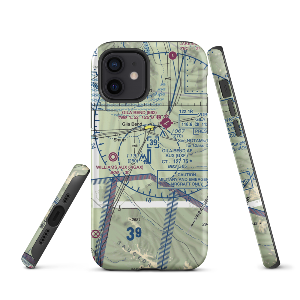 Gila Bend Af Aux Airport (GXF) VFR Sectional  Tough iPhone Case iPhone 12 model shown