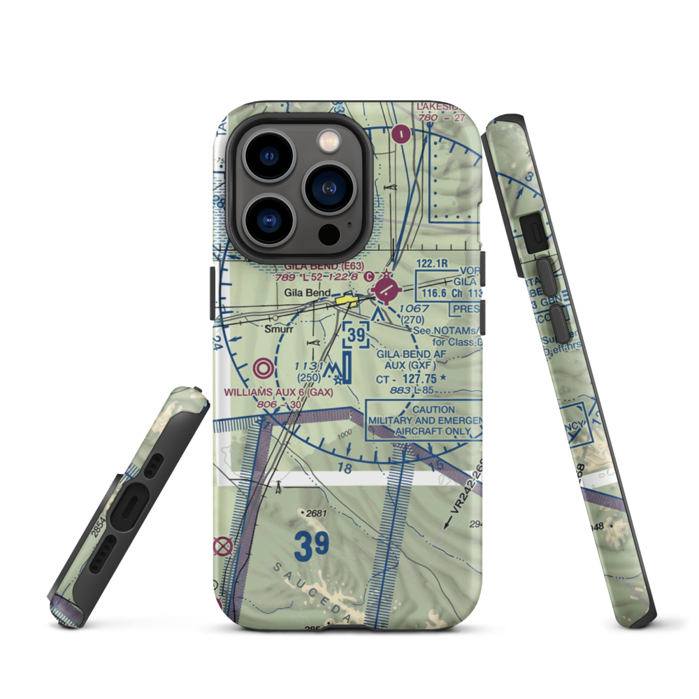 Gila Bend Af Aux Airport (GXF) VFR Sectional  Tough iPhone Case iPhone 13 Pro model shown