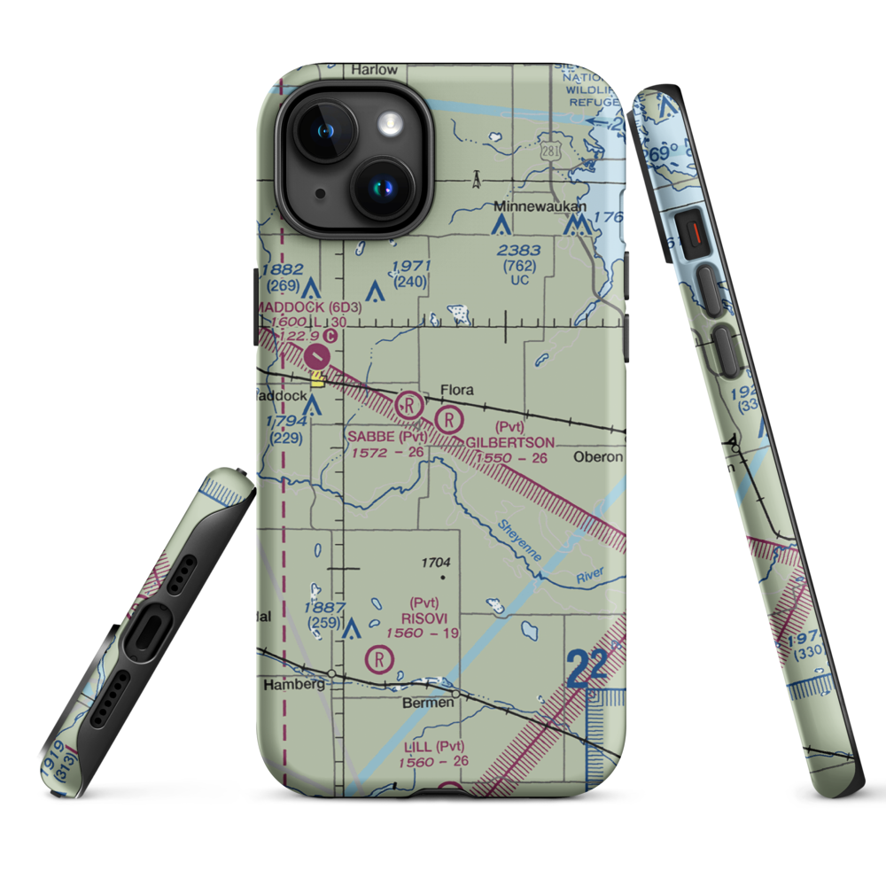 Gilbertson Field (0ND0) VFR Sectional  Tough iPhone Case iPhone 15 Plus model shown