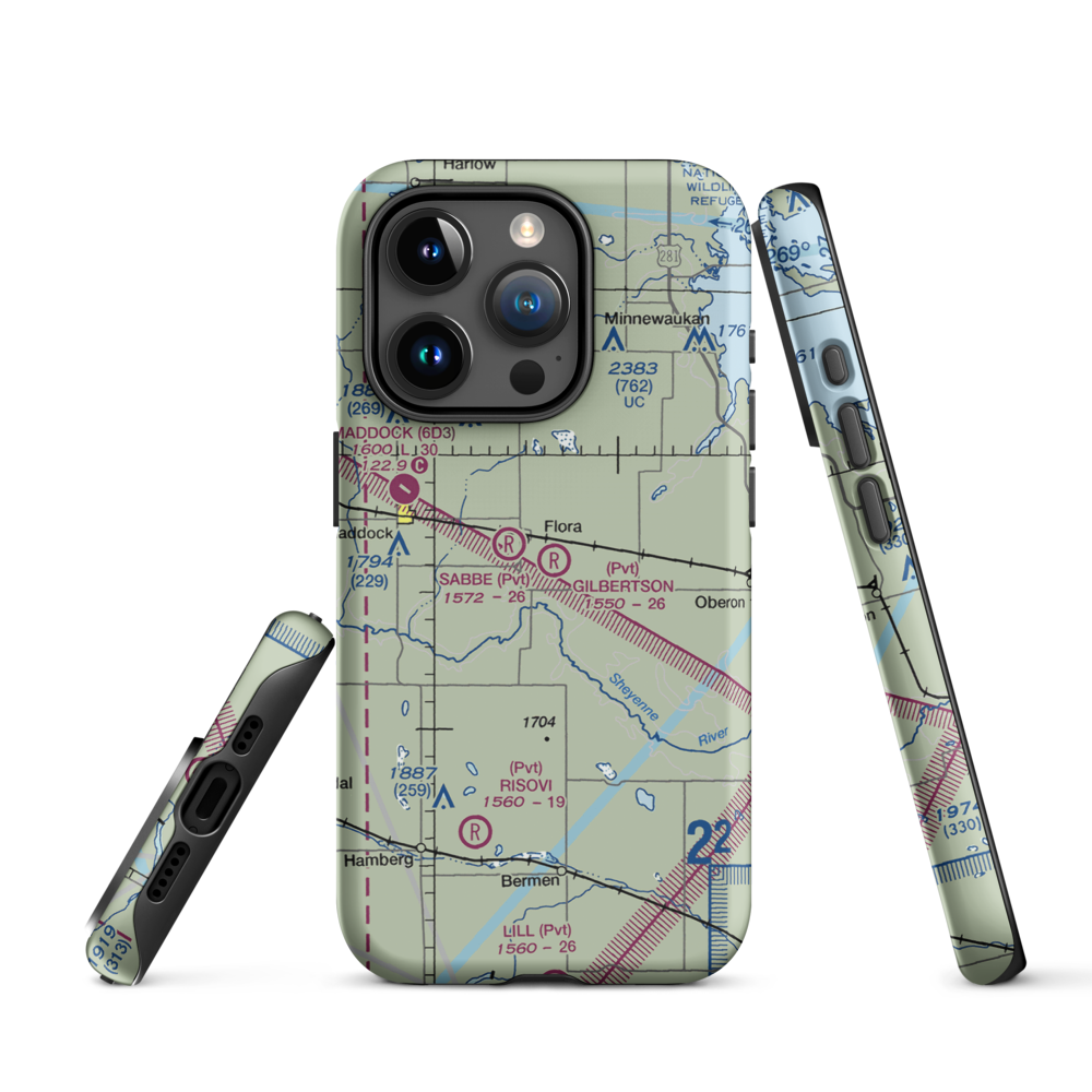 Gilbertson Field (0ND0) VFR Sectional  Tough iPhone Case iPhone 15 Pro model shown