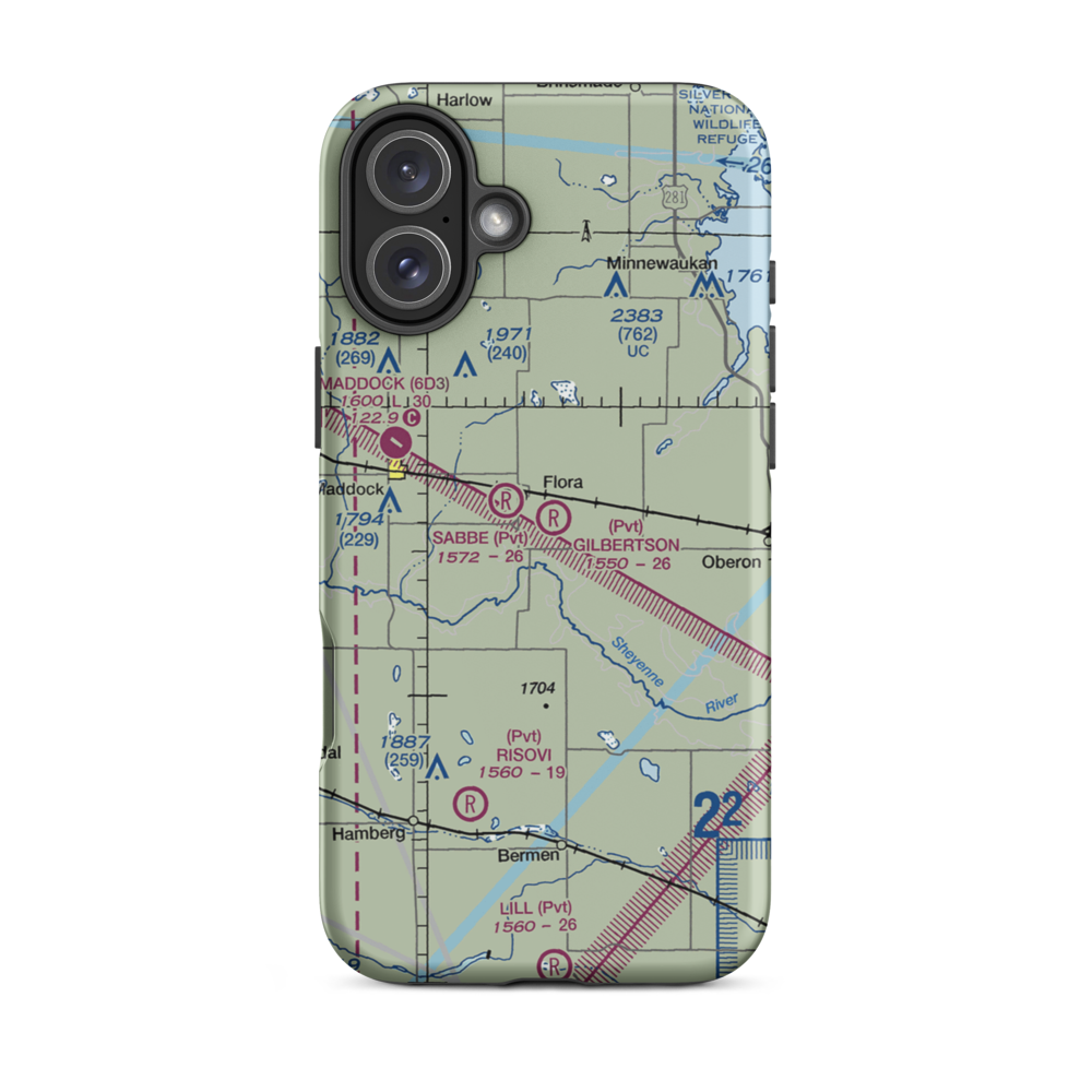 Gilbertson Field (0ND0) VFR Sectional  Tough iPhone Case iPhone 16 Plus model shown