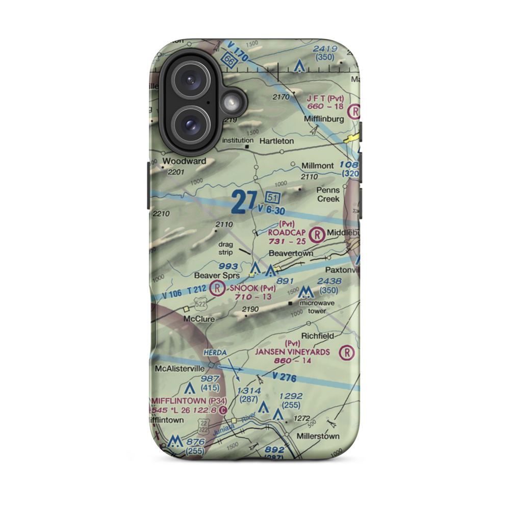 Gilfert Airport (77PN) VFR Sectional  Tough iPhone Case iPhone 16 Plus model shown