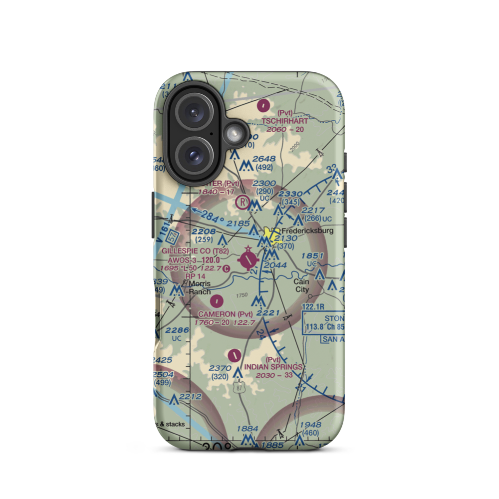 Gillespie County Airport (T82) VFR Sectional  Tough iPhone Case iPhone 16 model shown