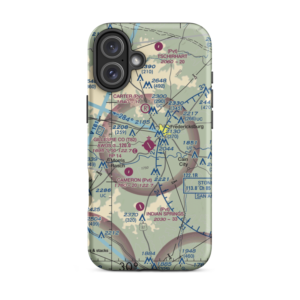 Gillespie County Airport (T82) VFR Sectional  Tough iPhone Case iPhone 16 Plus model shown