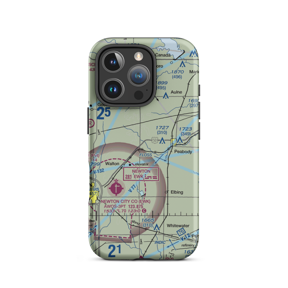 Gilley's Airport (80KS) VFR Sectional  Tough iPhone Case iPhone 16 Pro model shown