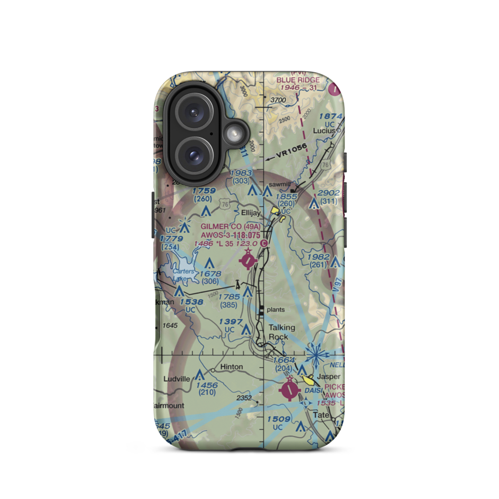 Gilmer County Airport (49A) VFR Sectional  Tough iPhone Case iPhone 16 model shown