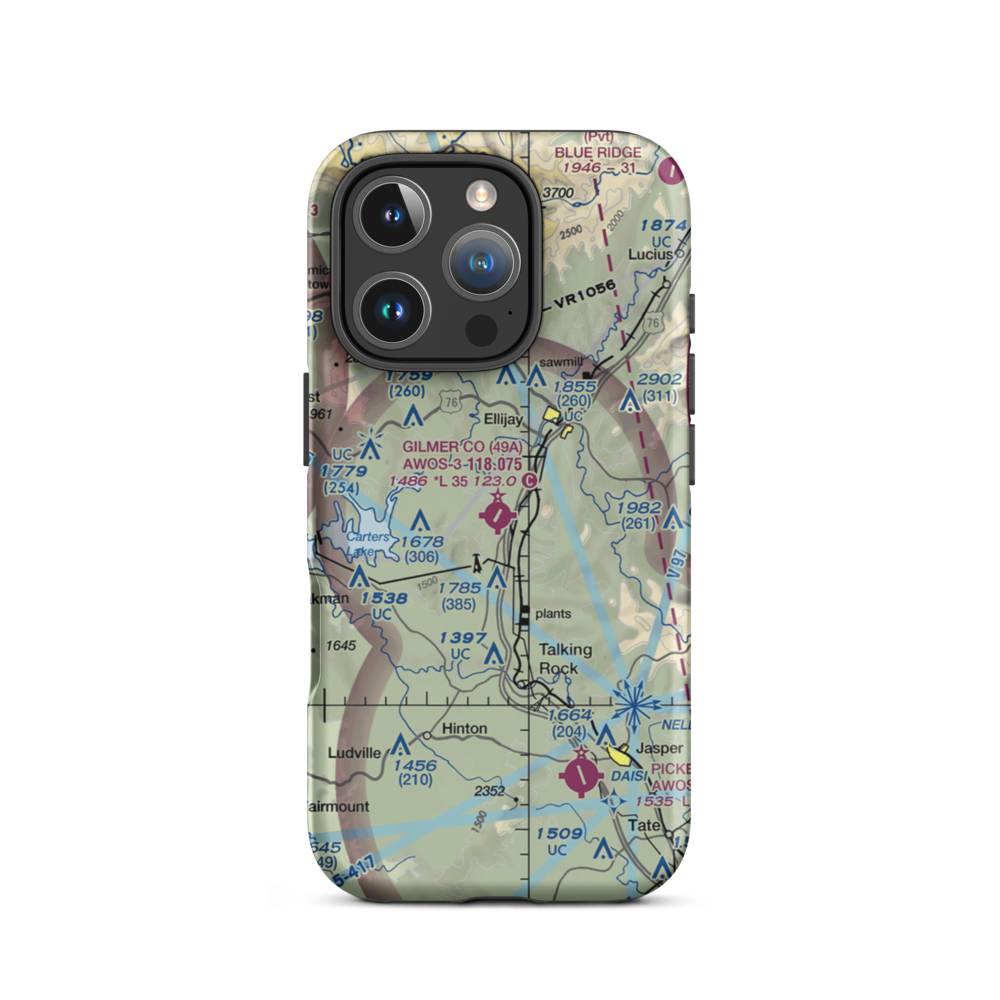 Gilmer County Airport (49A) VFR Sectional  Tough iPhone Case iPhone 16 Pro model shown