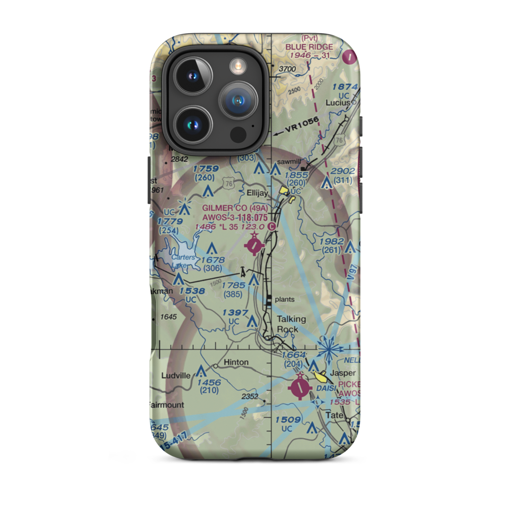 Gilmer County Airport (49A) VFR Sectional  Tough iPhone Case iPhone 16 Pro Max model shown