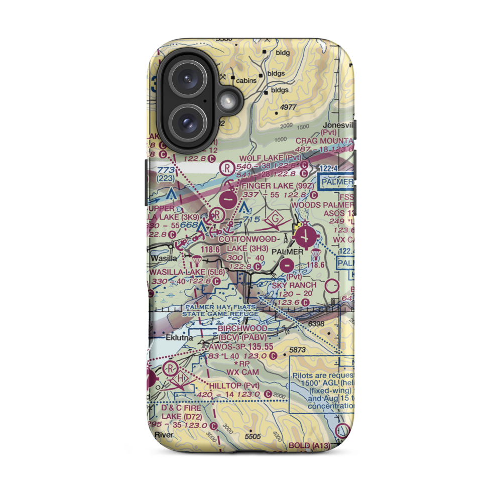 Gilmore Strip (39AK) VFR Sectional  Tough iPhone Case iPhone 16 Plus model shown