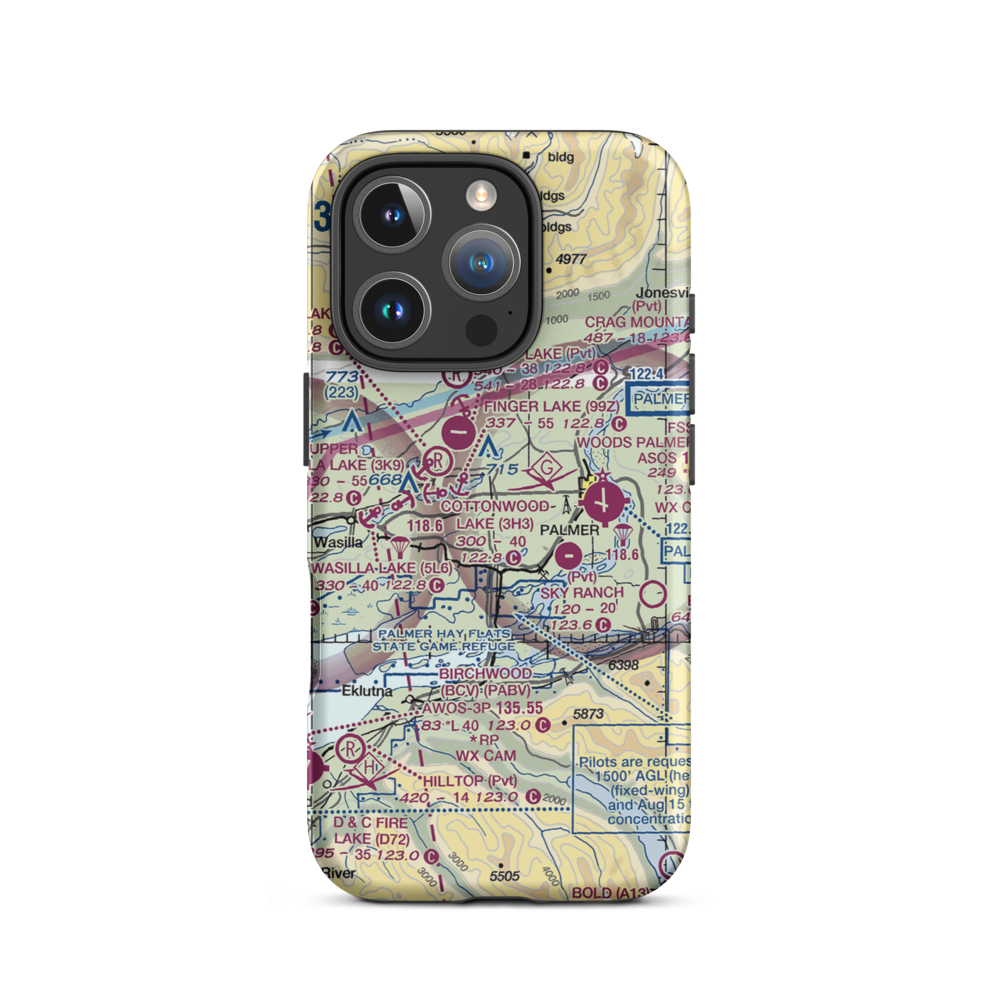 Gilmore Strip (39AK) VFR Sectional  Tough iPhone Case iPhone 16 Pro model shown