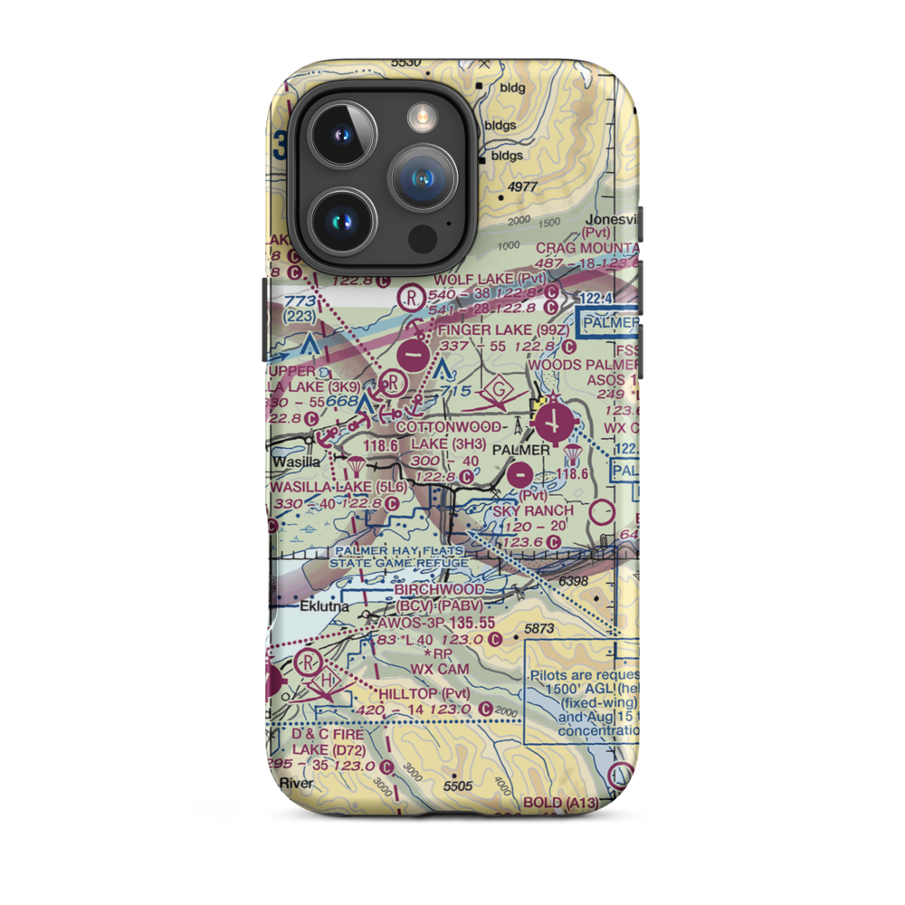 Gilmore Strip (39AK) VFR Sectional  Tough iPhone Case iPhone 16 Pro Max model shown