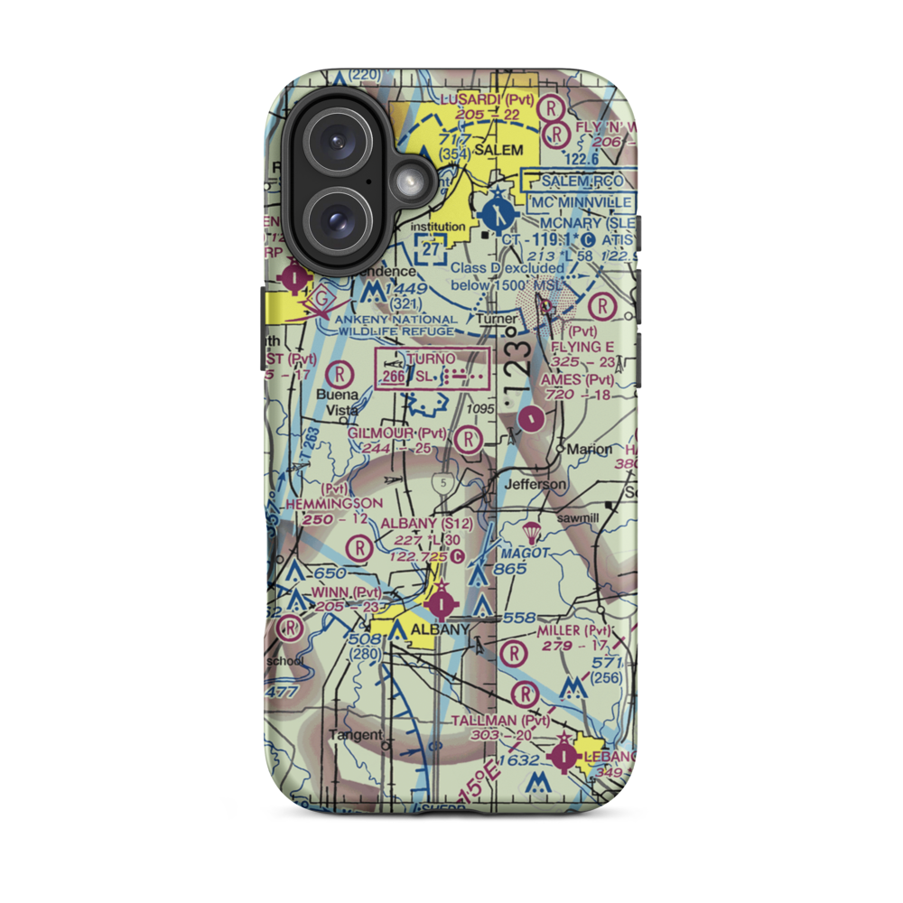 Gilmour Ag Air Airport (OR86) VFR Sectional  Tough iPhone Case iPhone 16 Plus model shown