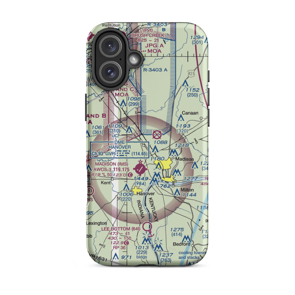 Giltner Airport (II54) VFR Sectional  Tough iPhone Case iPhone 16 Plus model shown
