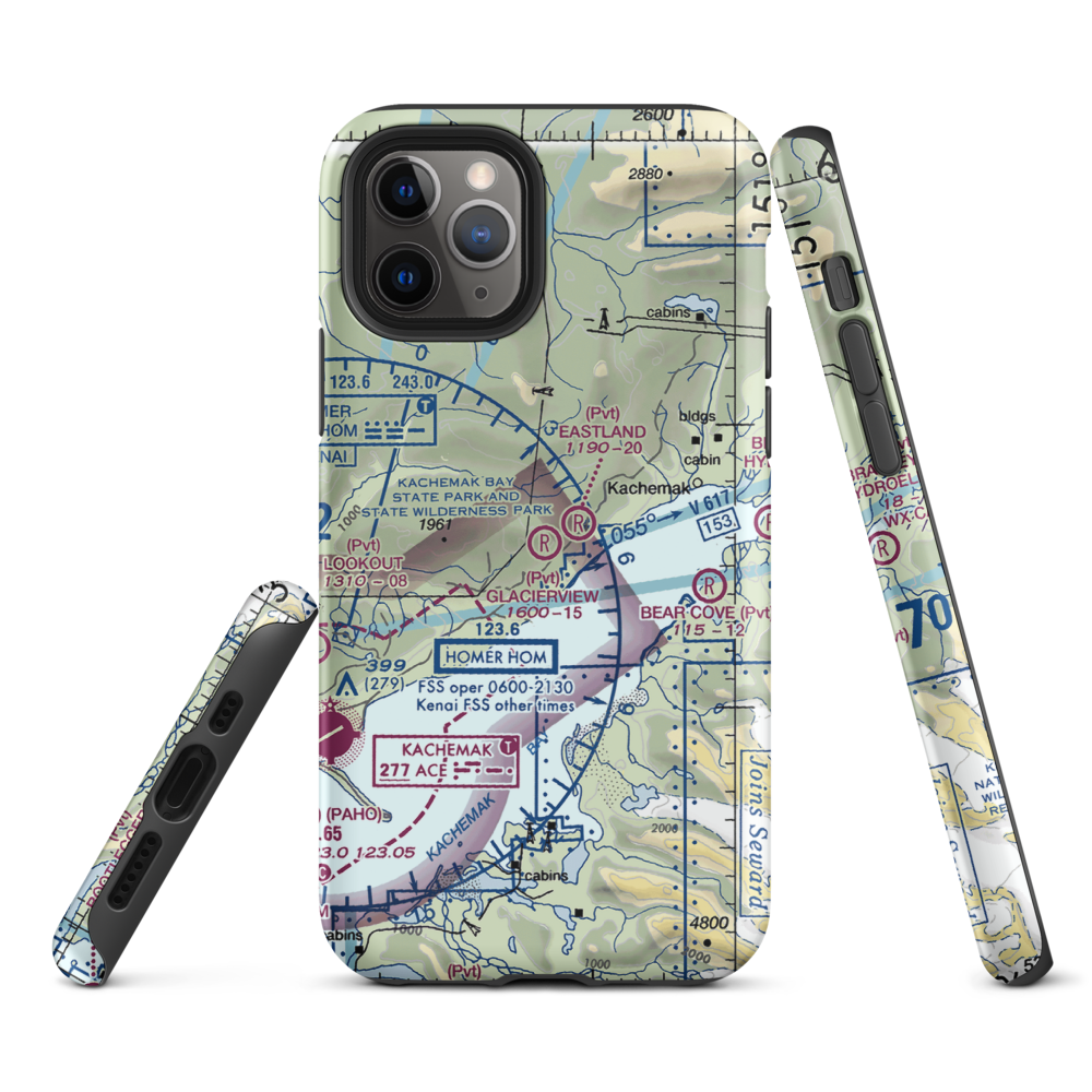 Glacierview Strip (AK17) VFR Sectional  Tough iPhone Case iPhone 11 Pro model shown