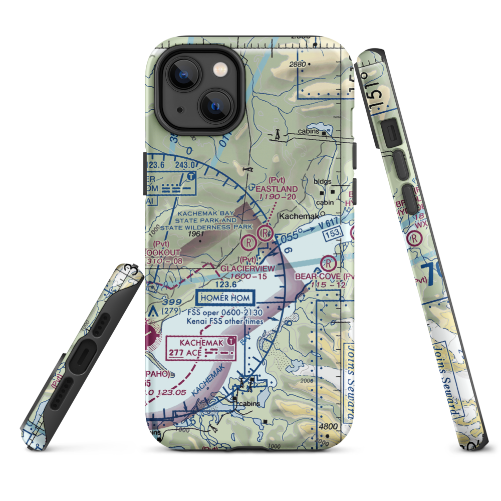 Glacierview Strip (AK17) VFR Sectional  Tough iPhone Case iPhone 14 Plus model shown