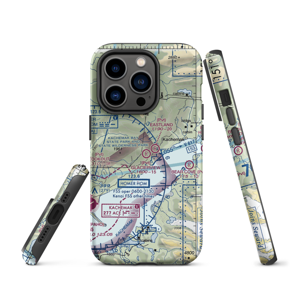 Glacierview Strip (AK17) VFR Sectional  Tough iPhone Case iPhone 14 Pro model shown