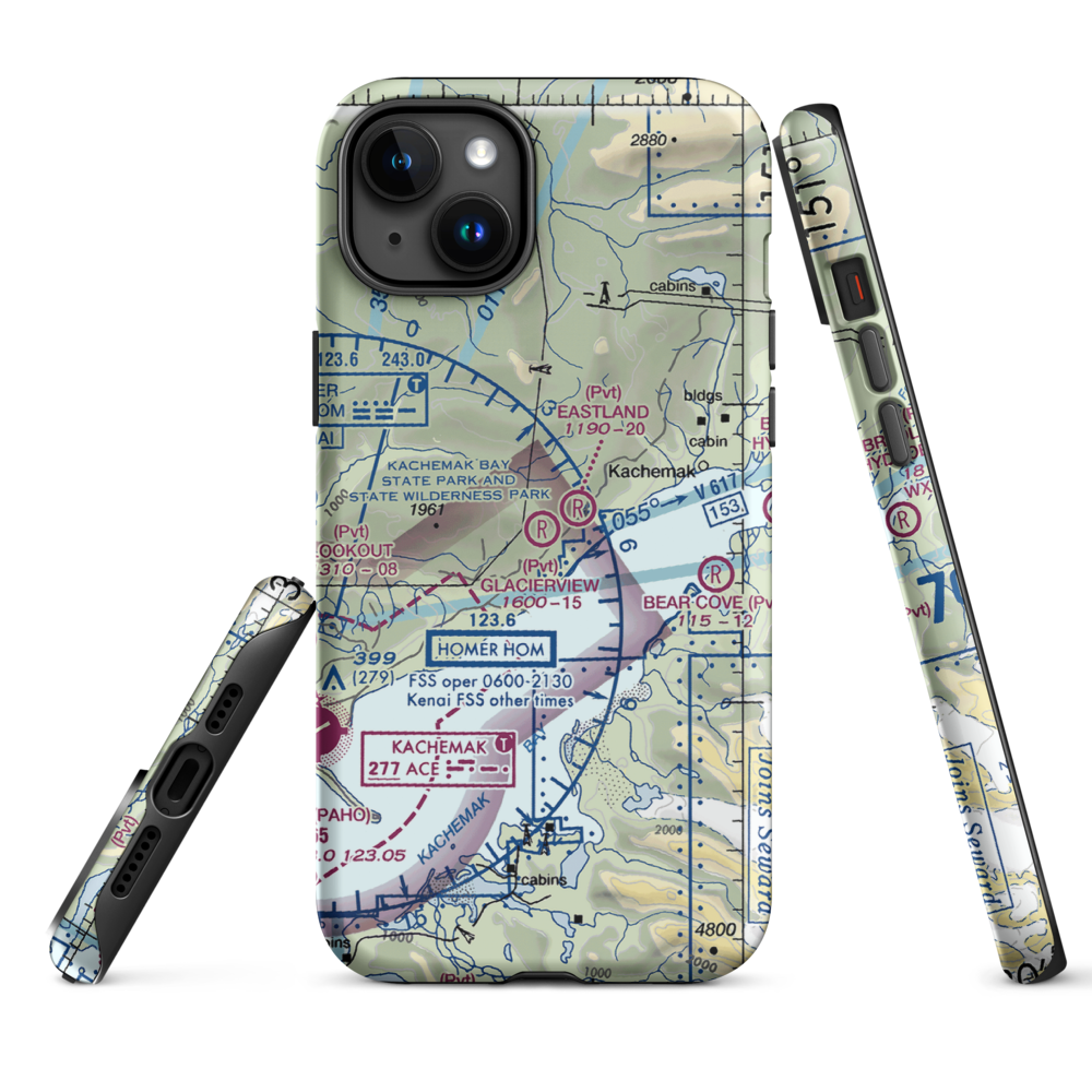 Glacierview Strip (AK17) VFR Sectional  Tough iPhone Case iPhone 15 Plus model shown