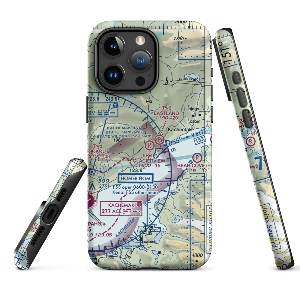 Glacierview Strip (AK17) VFR Sectional  Tough iPhone Case iPhone 15 Pro Max model shown