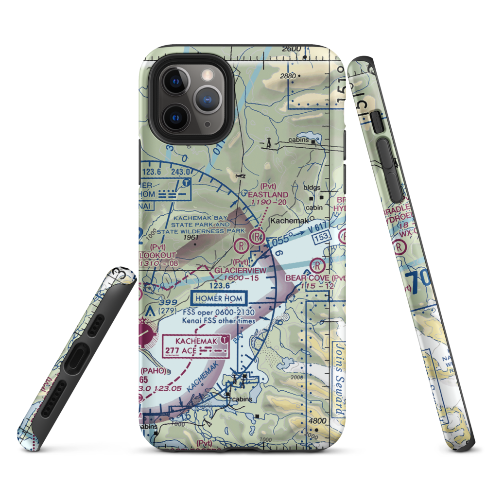 Glacierview Strip (AK17) VFR Sectional  Tough iPhone Case iPhone 11 Pro Max model shown