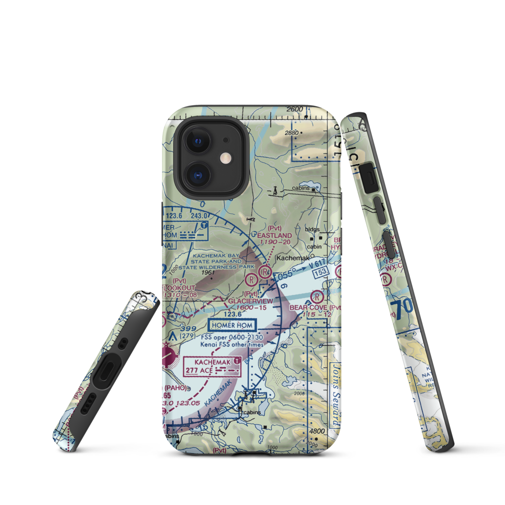 Glacierview Strip (AK17) VFR Sectional  Tough iPhone Case iPhone 12 mini model shown
