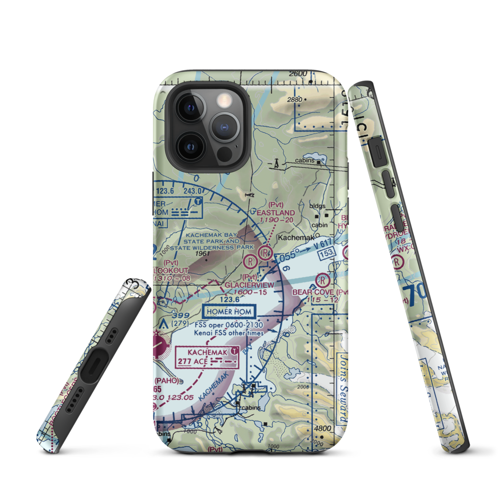 Glacierview Strip (AK17) VFR Sectional  Tough iPhone Case iPhone 12 Pro model shown