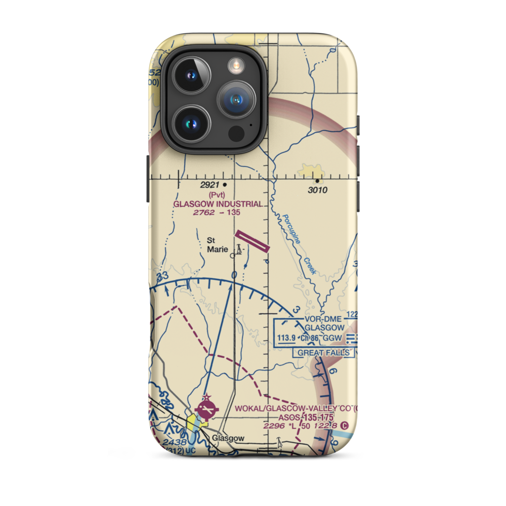 Glasgow Industrial Airport (07MT) VFR Sectional  Tough iPhone Case iPhone 16 Pro Max model shown